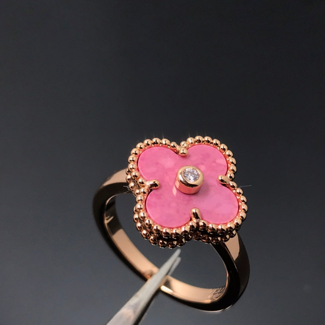 Miro KLEEBLATT RHODONIT ROSÉGOLD RING