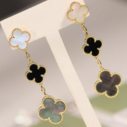 Miro CLOVER OHRRINGE GOLD ONYX PERLMUTT 3 MOTIVE