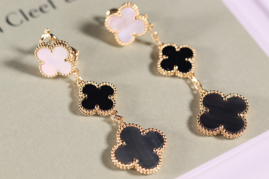 Miro CLOVER OHRRINGE GOLD ONYX PERLMUTT 3 MOTIVE