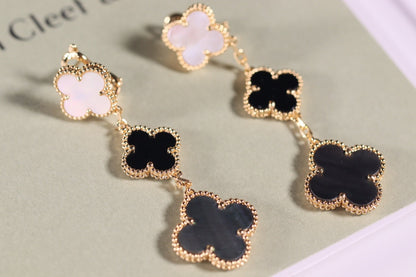Miro CLOVER OHRRINGE GOLD ONYX PERLMUTT 3 MOTIVE