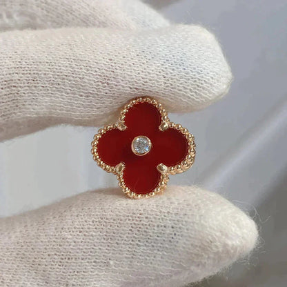 Miro CLOVER MEDIUM 1 MOTIFS CARNELIAN  DIAMOND earrings