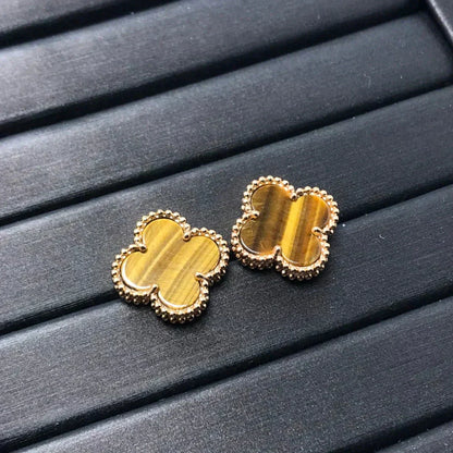 Miro CLOVER MEDIUM 1 MOTIFS TIGER EYE EARRINGS