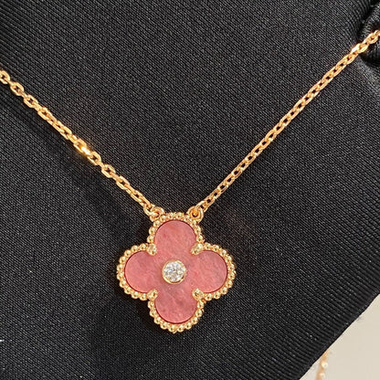 Miro CLOVER 15MM DIAMOND RHODONITE NECKLACE