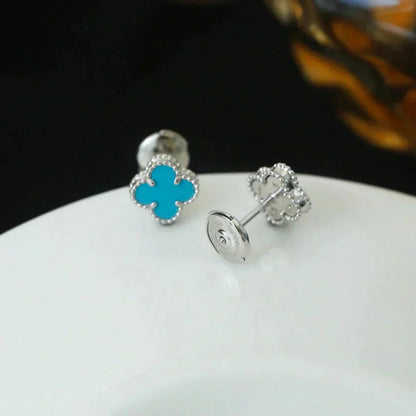 Miro CLOVER MINI 9.5MM ONYX STUD EARRINGS SILVER