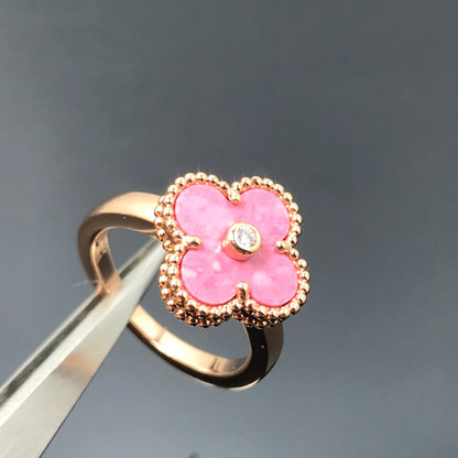 Miro KLEEBLATT RHODONIT ROSÉGOLD RING