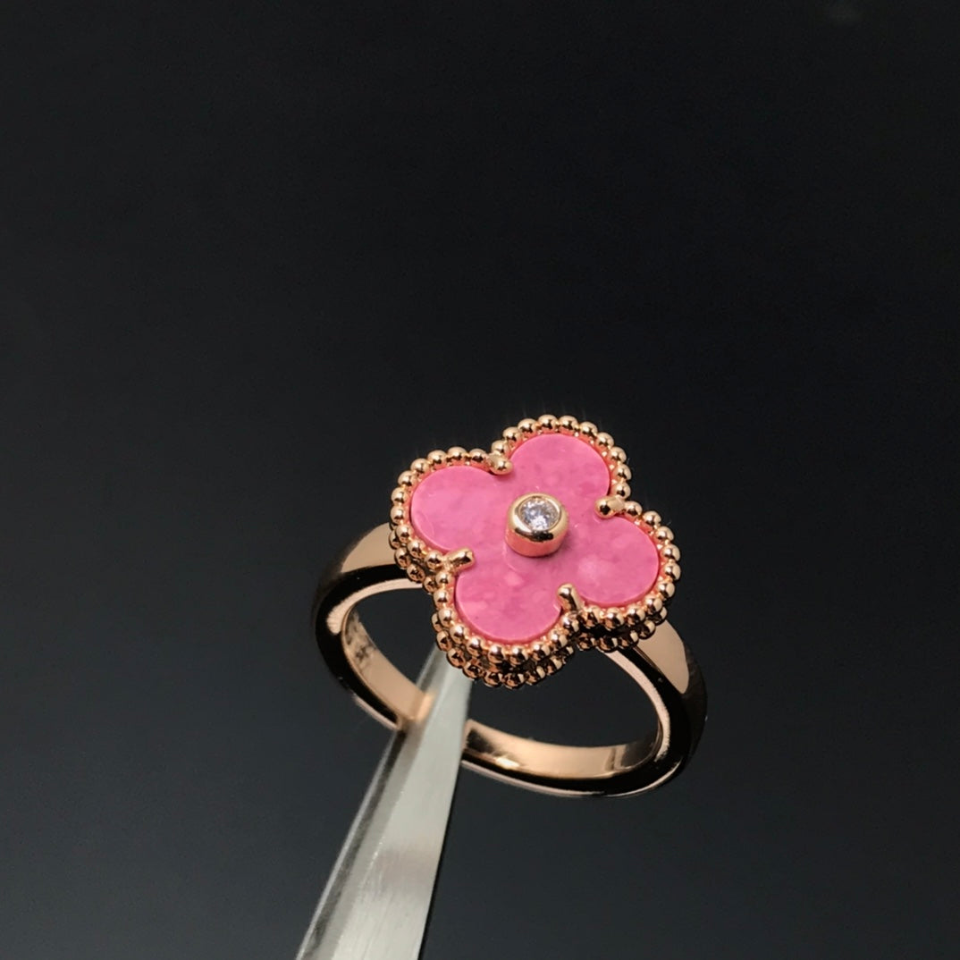Miro KLEEBLATT RHODONIT ROSÉGOLD RING