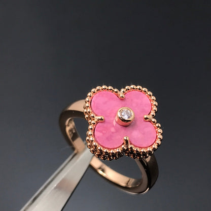 Miro KLEEBLATT RHODONIT ROSÉGOLD RING