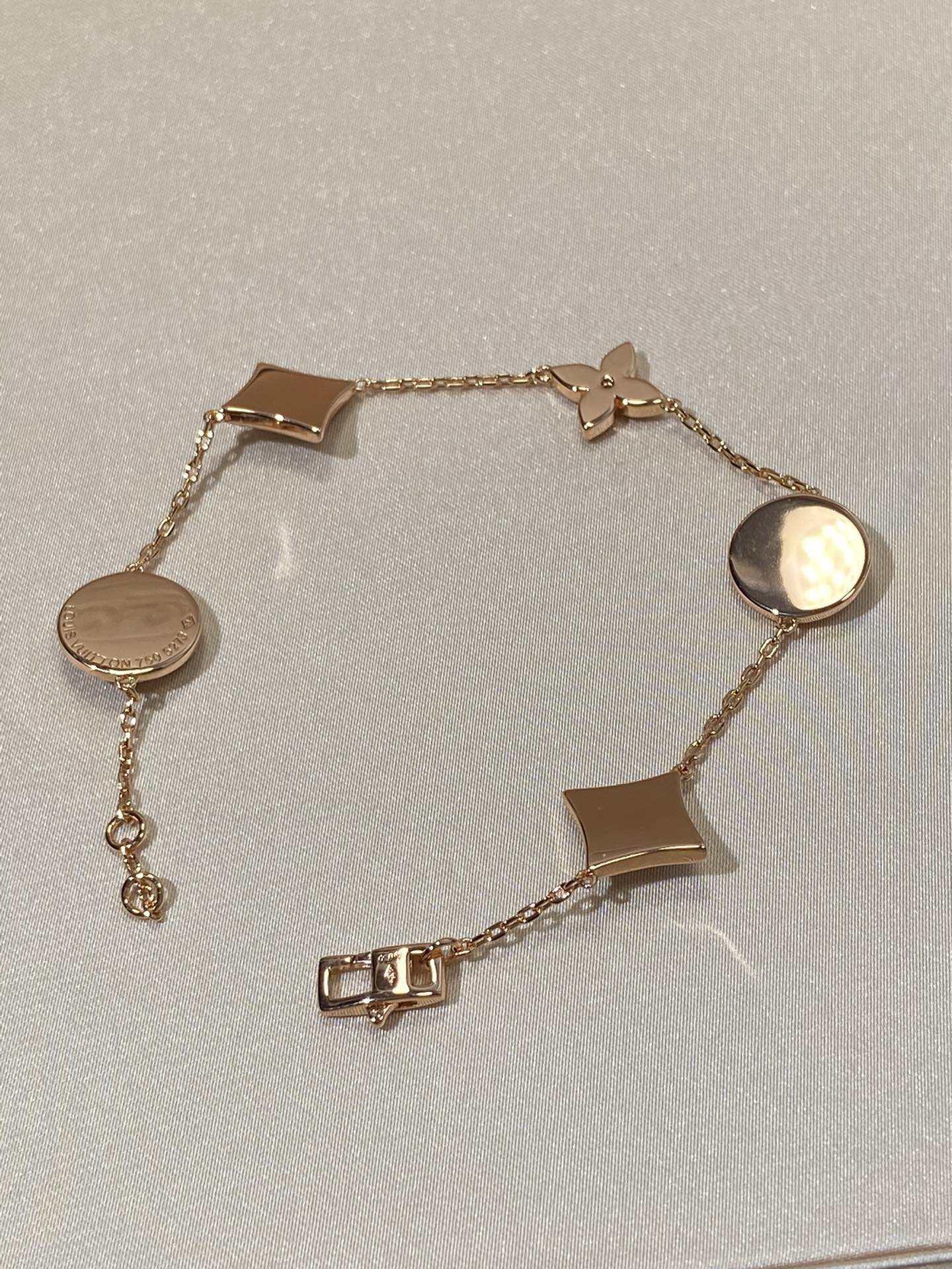 Miro STAR AND SUN 5 MOTIF MOP PINK GOLD BRACELET