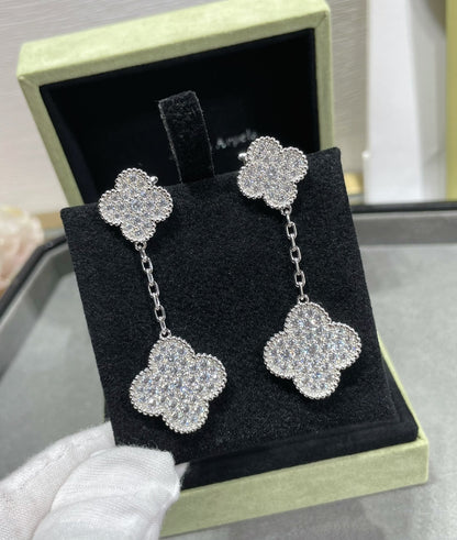 Miro CLOVER 2 MOTIVE DIAMANT BESETZTE SILBER OHRRINGE