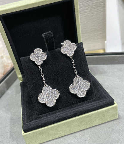 Miro CLOVER 2 MOTIVE DIAMANT BESETZTE SILBER OHRRINGE