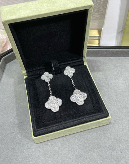 Miro CLOVER 2 MOTIVE DIAMANT BESETZTE SILBER OHRRINGE