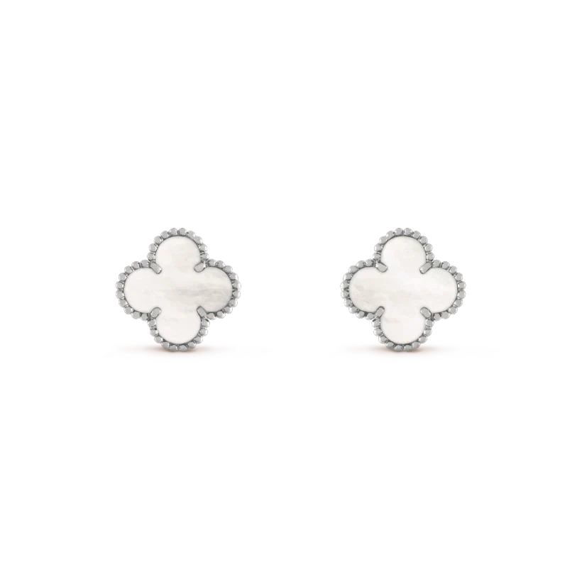 Miro CLOVER MEDIUM 1 MOTIFS  WHITE MOP EARRINGS SILVER