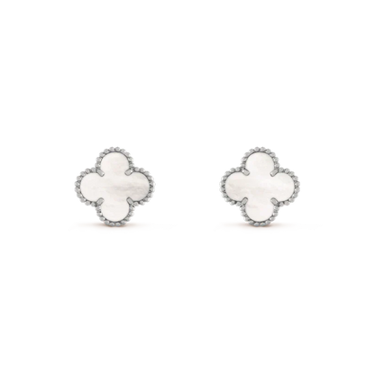Miro CLOVER MEDIUM 1 MOTIFS  WHITE MOP EARRINGS SILVER