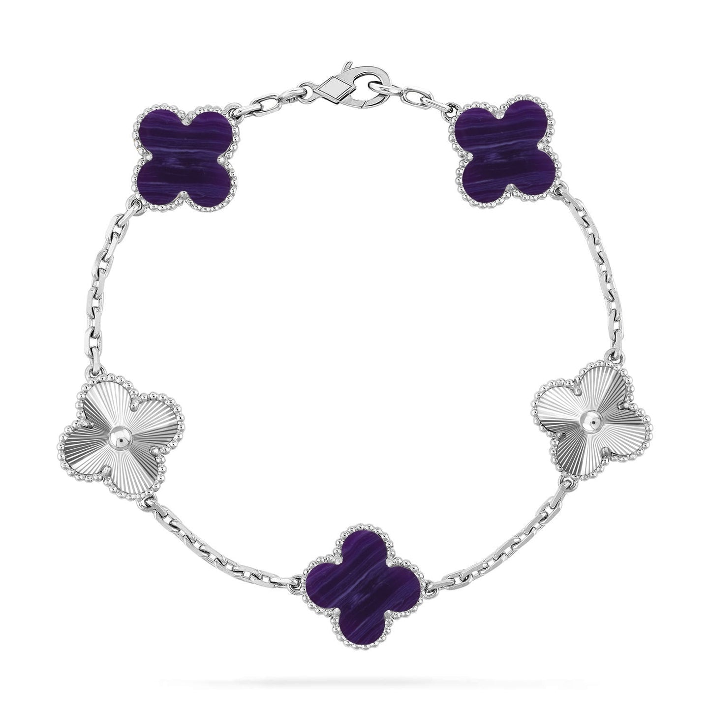 [Miro ]New CLOVER 5 MOTIF PURPLE STRIPES BRACELET COLLECTION