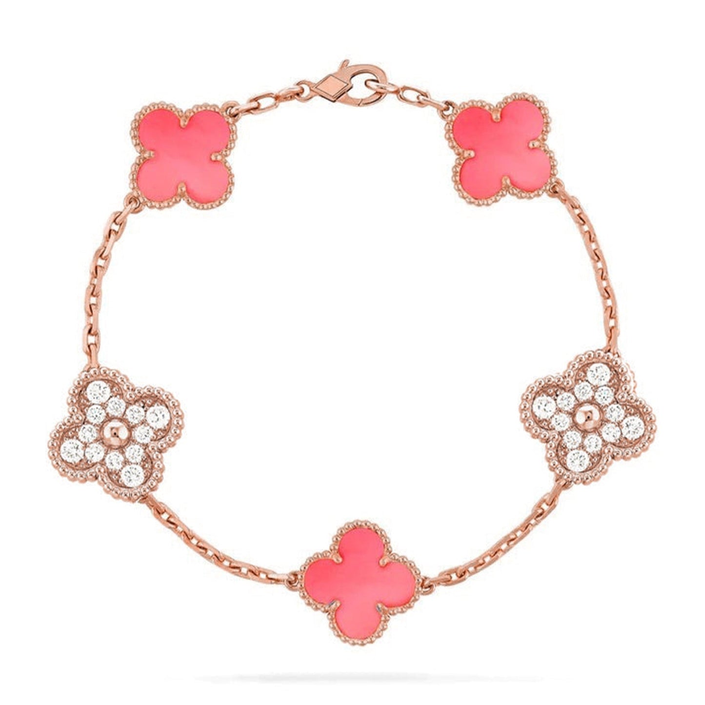 [Miro ]New  CLOVER 5 MOTIFS  PINK MOP BRACELET COLLECTION