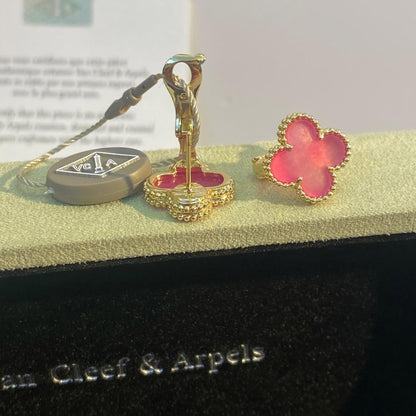 [Miro]NEW CLOVER 15MM PINK ENAMEL STUD EARRINGS