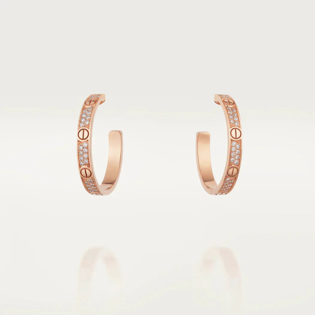 Miro LOVE DIAMOND PINK GOLD HOOP EARRINGS