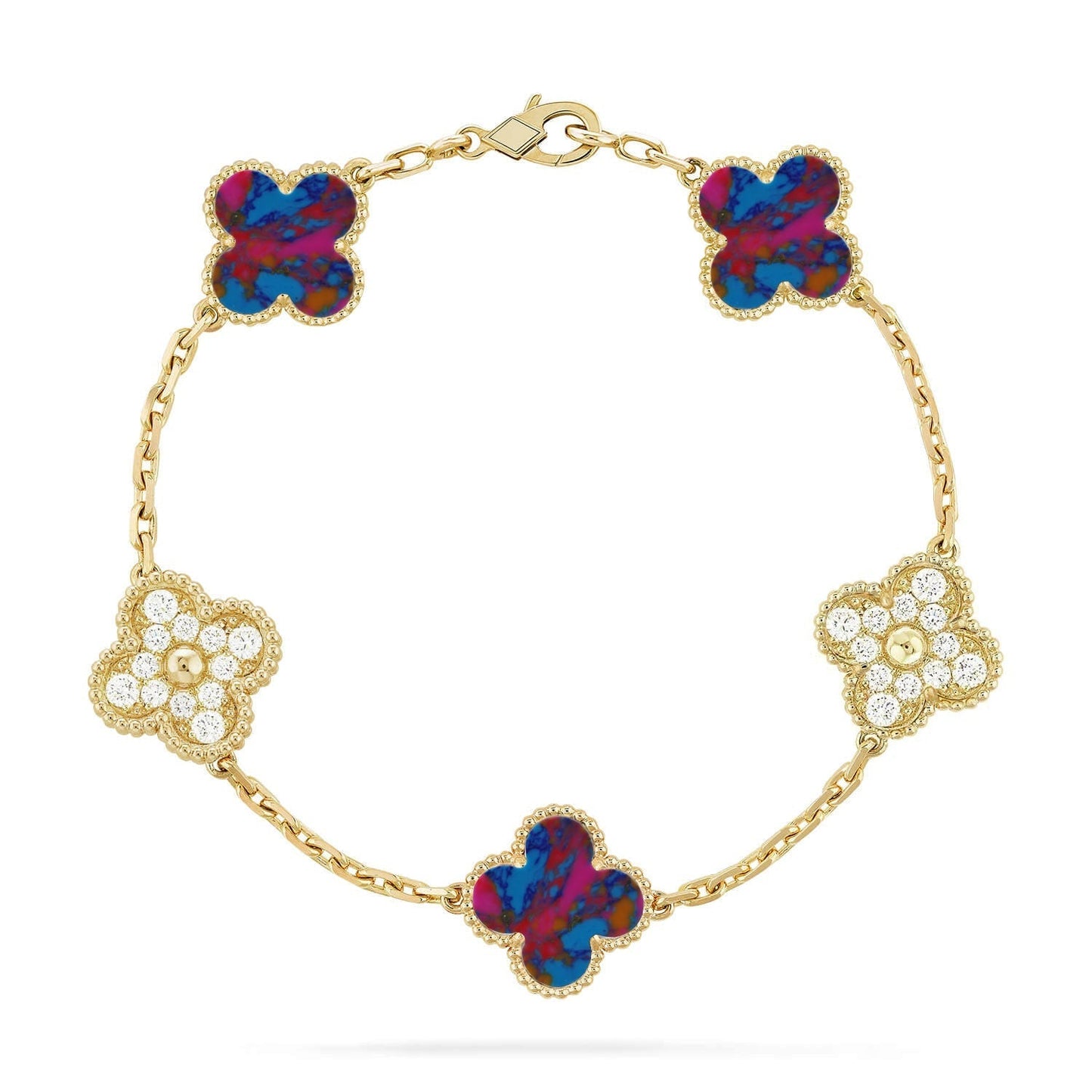 [Miro ]New CLOVER 5 MOTIF COLOR GEMSTONES BRACELET COLLECTION