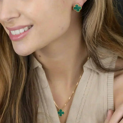 Miro CLOVER MINI 9.5MM MALACHIT OHRRINGE
