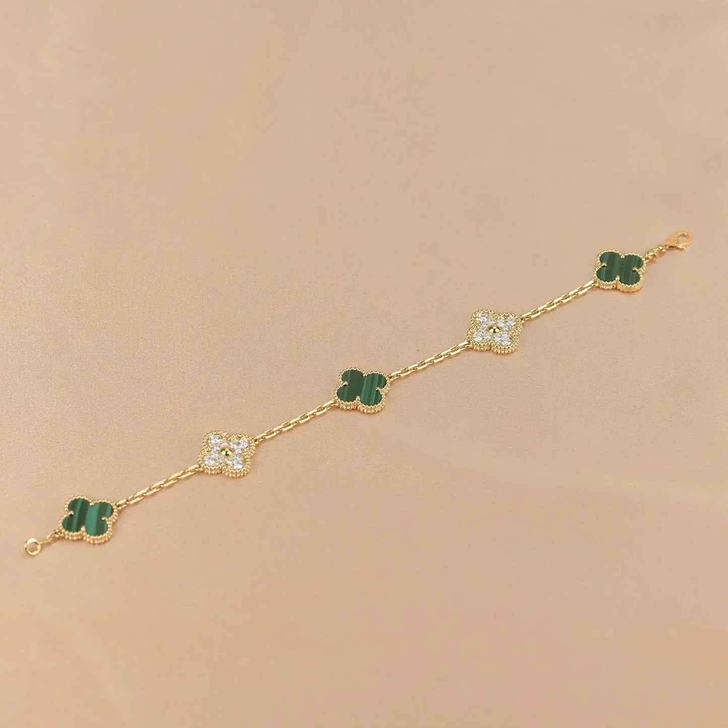[Miro ]New  CLOVER 5 MOTIF MALACHITE BRACELET COLLECTION
