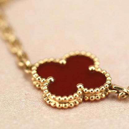[Miro ]New  CLOVER 5 MOTIF RED CORNELIAN BRACELET COLLECTION