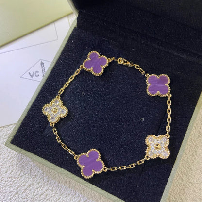[Miro ]New  CLOVER 5 MOTIF VIOLET BRACELET COLLECTION