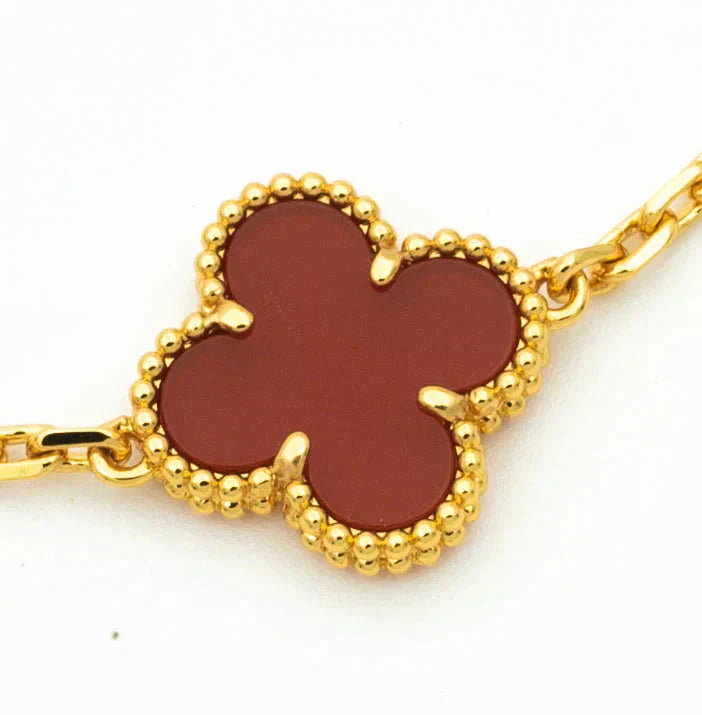 [Miro ]New  CLOVER 5 MOTIF RED CORNELIAN BRACELET COLLECTION