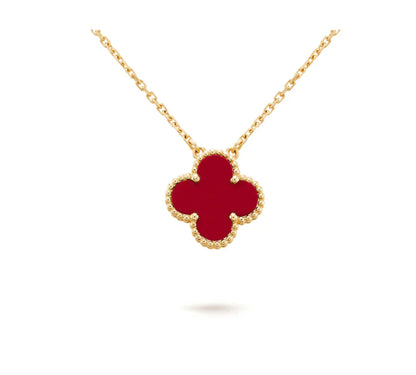 Miro CLOVER 15MM CARNELIAN SINGLE FLOWER NECKLACE
