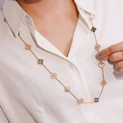 Miro CLOVER 20 MOTIFS DARK MOP DIAMOND  NECKLACE