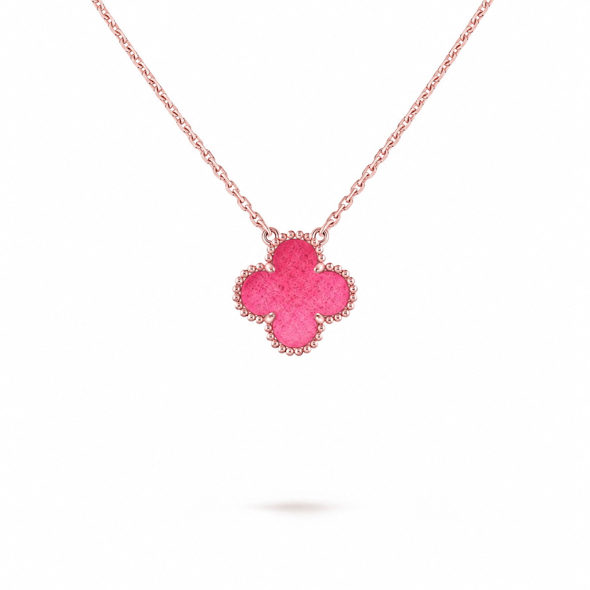 [Miro] NEW CLOVER 15MM PINK ENAMEL NECKLACE