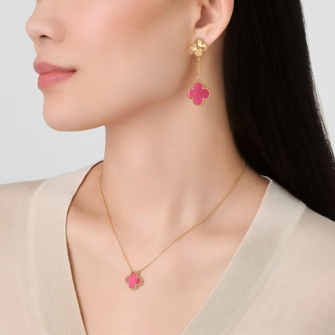 [Miro] NEW CLOVER 15MM PINK ENAMEL NECKLACE