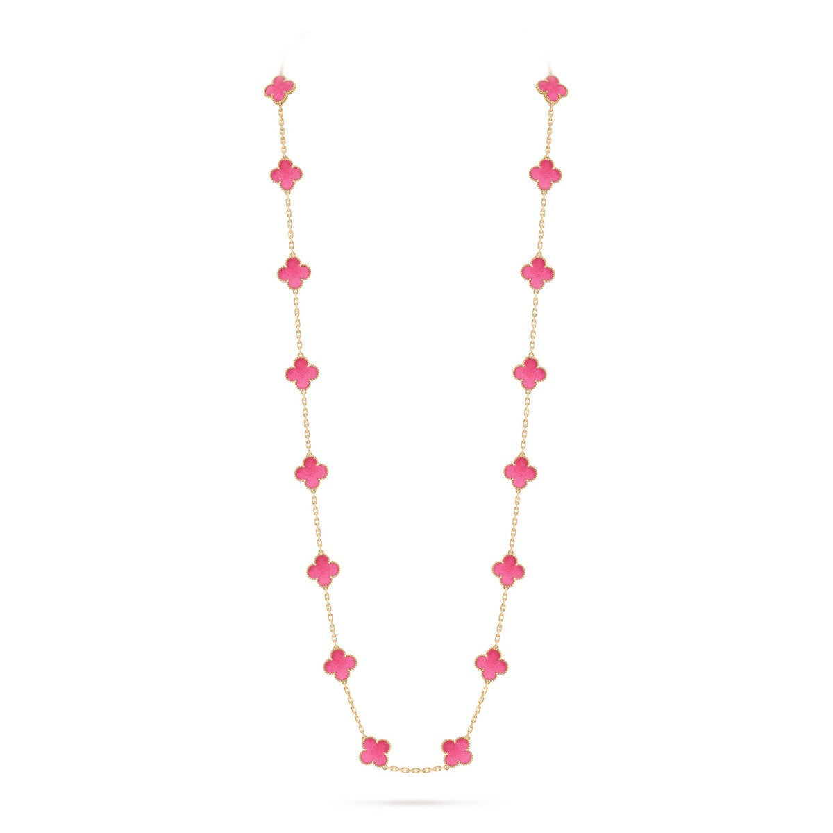 [Miro] NEW CLOVER 20 MOTIFS PINK ENAMEL NECKLACE