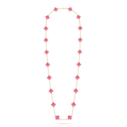 [Miro] NEW CLOVER 20 MOTIFS PINK ENAMEL NECKLACE