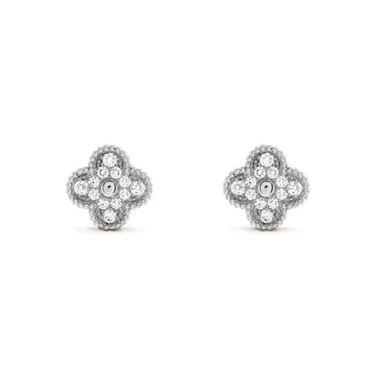Miro CLOVER 1 MOTIFS DIAMOND STUD EARRINGS SILVER