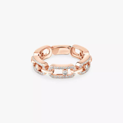 [Miro ]Beweglicher Link Pave_-Set Diamantring in Gold