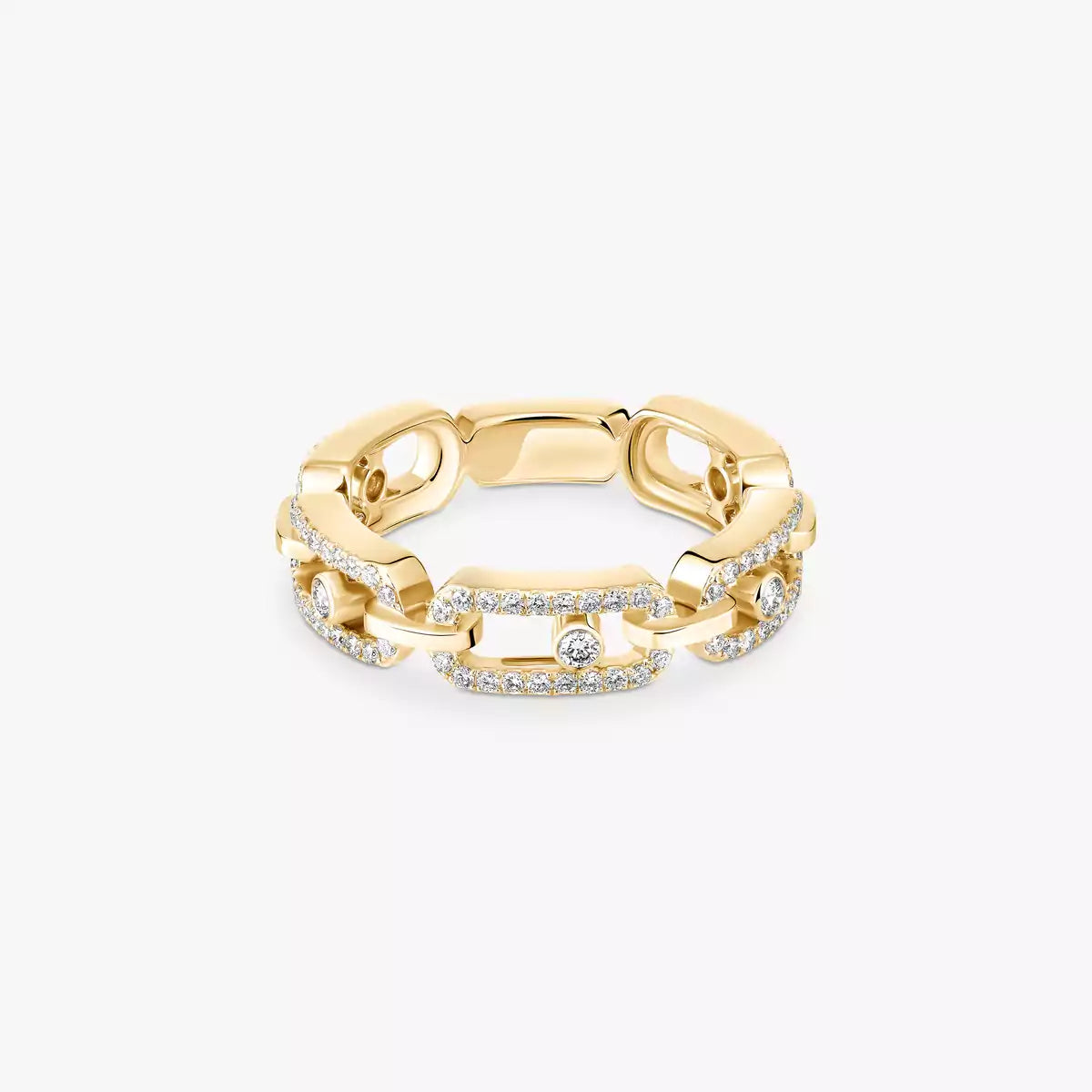[Miro ]Beweglicher Link Pave_-Set Diamantring in Gold