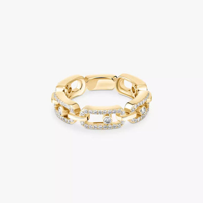 [Miro ]Beweglicher Link Pave_-Set Diamantring in Gold