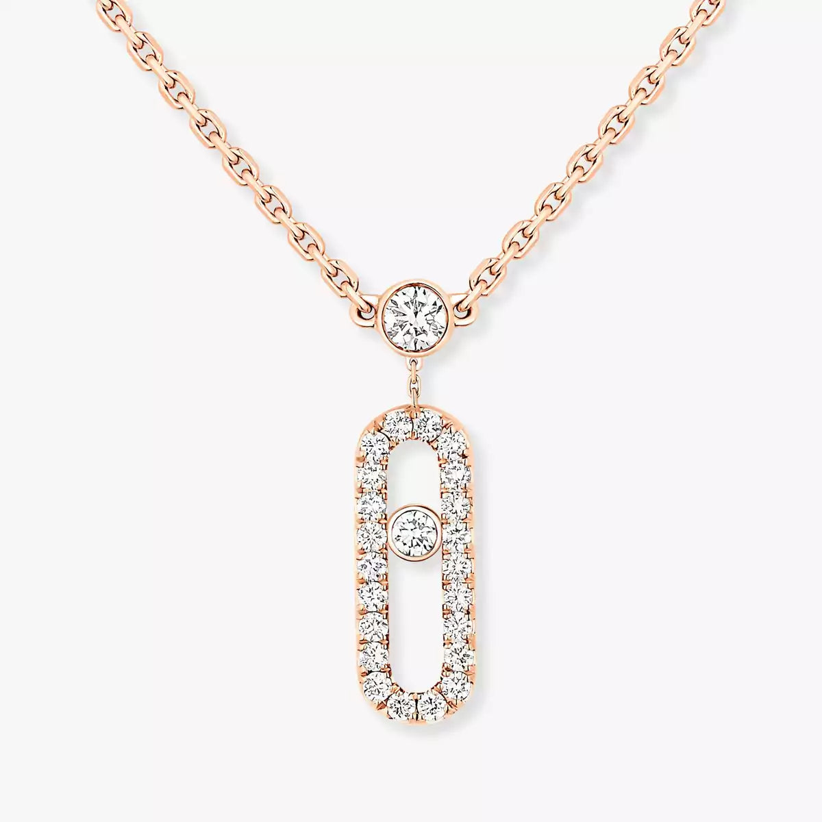 [Miro ]2 Reihen Roségold Diamant Pave_ Halskette Move Uno