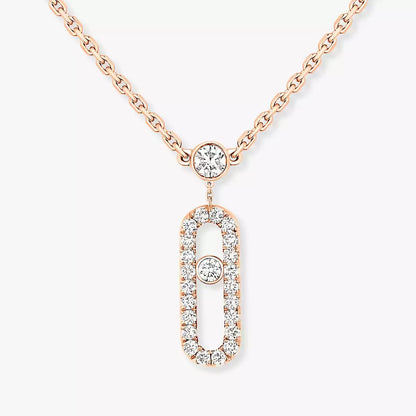 [Miro ]2 Reihen Roségold Diamant Pave_ Halskette Move Uno