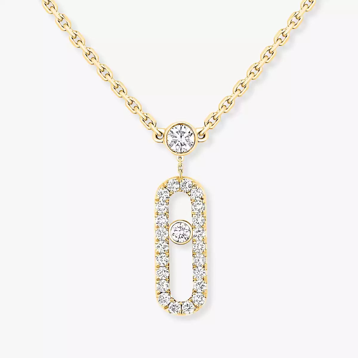 [Miro ]2 Reihen Roségold Diamant Pave_ Halskette Move Uno