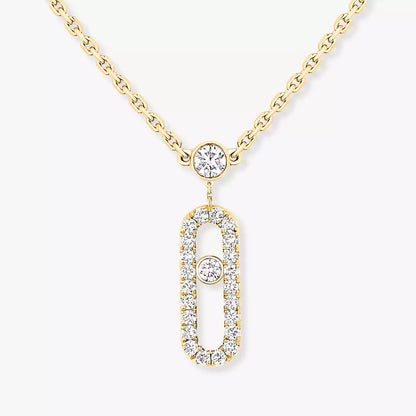 [Miro ]2 Reihen Roségold Diamant Pave_ Halskette Move Uno