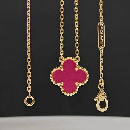 [Miro] NEW CLOVER 15MM PINK ENAMEL NECKLACE