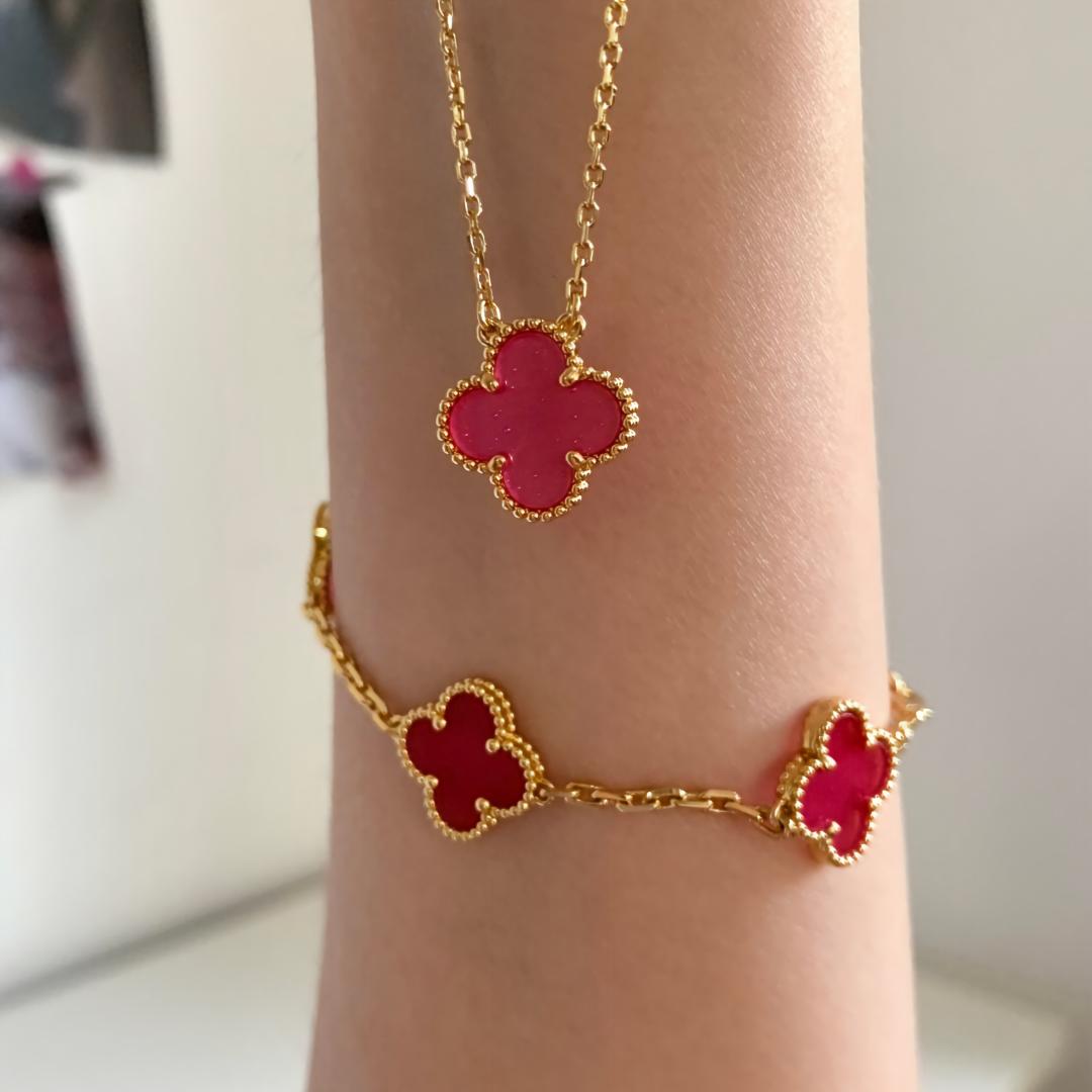 [Miro] NEW CLOVER 15MM PINK ENAMEL NECKLACE
