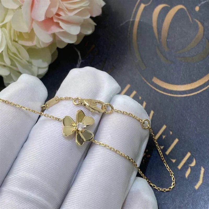Miro FRIVOLE GOLD FLOWER PINK MALACHITE BRACELET