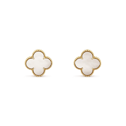Miro CLOVER MEDIUM 1 MOTIFS  WHITE MOP STUD EARRINGS