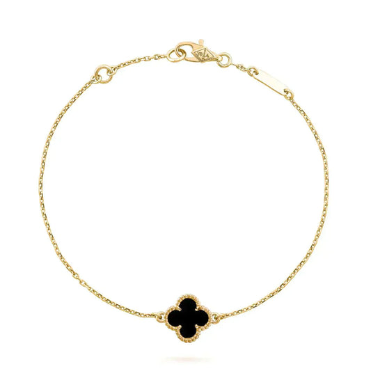 Miro CLOVER ONYX SINGLE FLOWER BRACELET