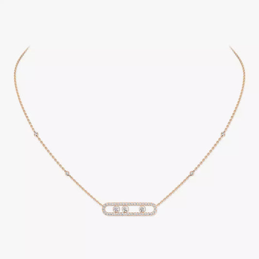 [Miro ] Move Pave_ Rose Gold Diamond Necklace