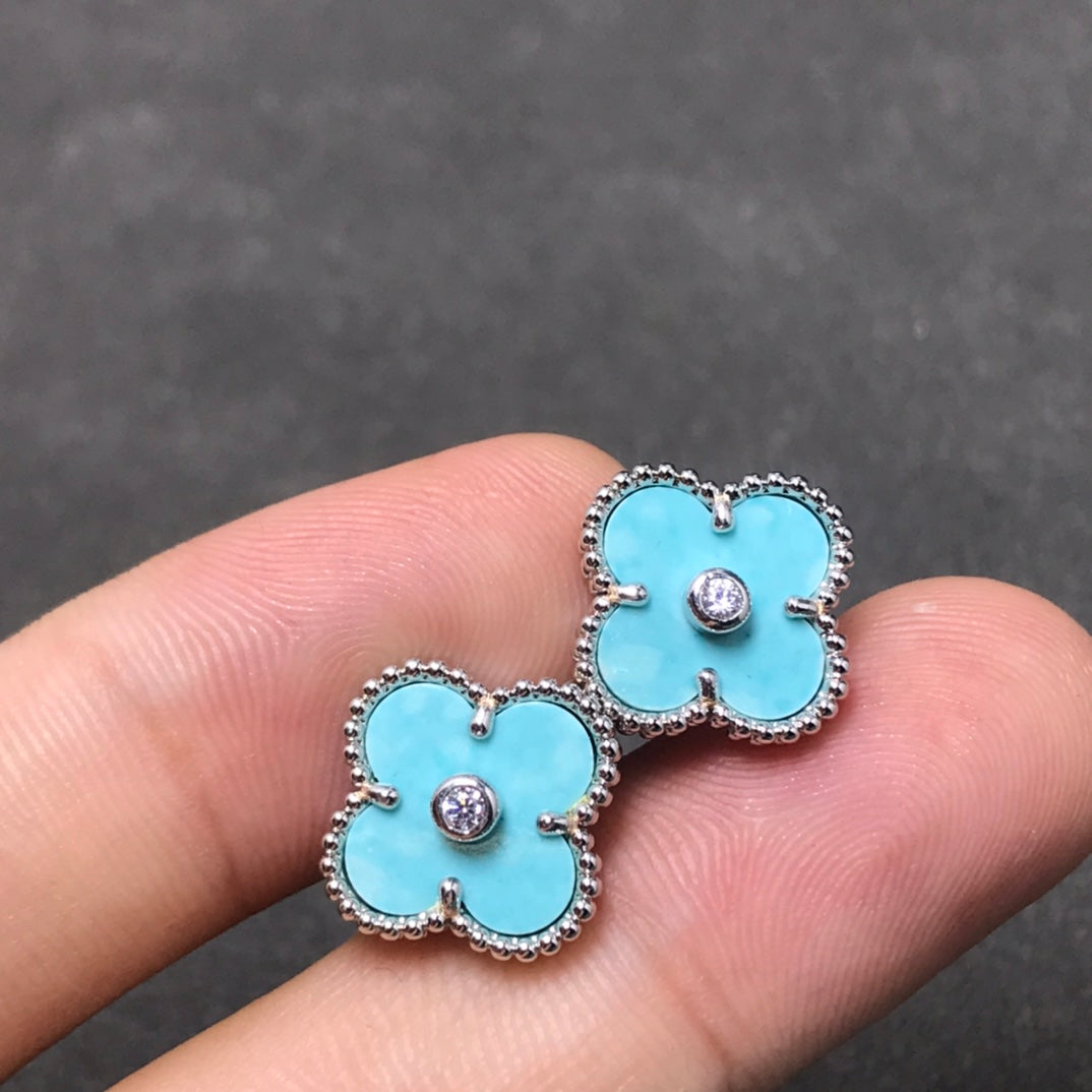 Miro CLOVER 1 DIAMOND BLUE SKY SILVER OHRRINGE