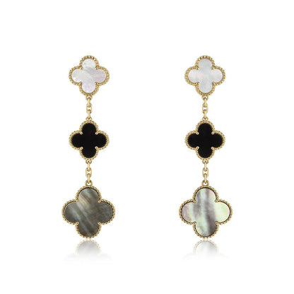 Miro CLOVER OHRRINGE GOLD ONYX PERLMUTT 3 MOTIVE