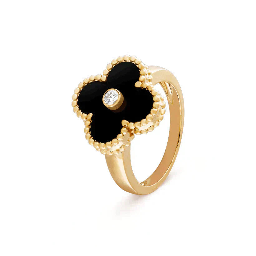 Miro CLOVER ONYX RING GOLD DIAMANT